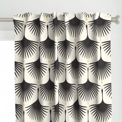 Spoonflower Art Deco Swans - Black On Curtain Panel