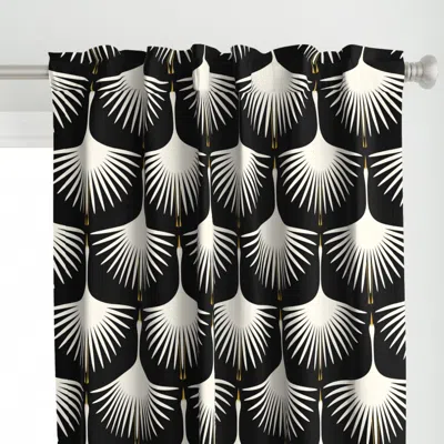 Spoonflower Art Deco Swans - Cream On Curtain Panel