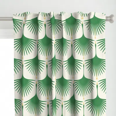 Spoonflower Art Deco Swans - Green Curtain Panel