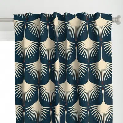 Spoonflower Art Deco Swans - Midnight Curtain Panel