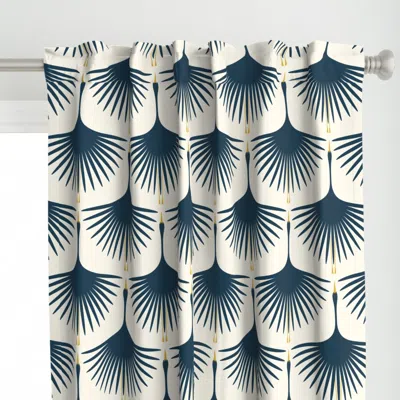 Spoonflower Art Deco Swans - Navy 12" Curtain Panel