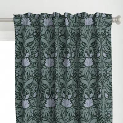 Spoonflower Art Nouveau Floral Blue Curtain Panel