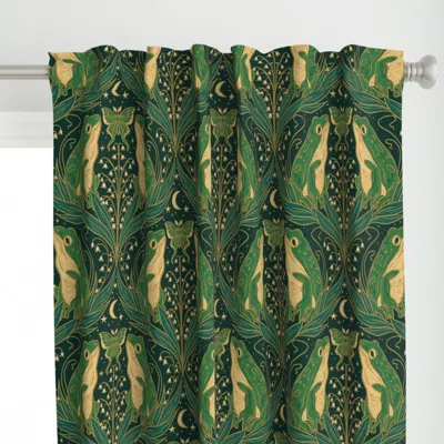 Spoonflower Art Nouveau Frogs With Curtain Panel In Green