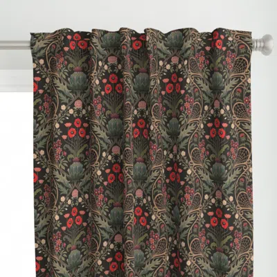 Spoonflower Art Nouveau Poppies Curtain Panel