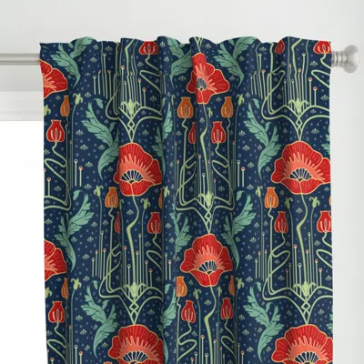 Spoonflower Art Nouveau Poppy Red Curtain Panel