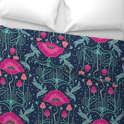 Spoonflower Art Nouveau Poppy Variation 1 Wide Cotton Sateen 3.5 oz 26" X 20" Standard Knife Edge