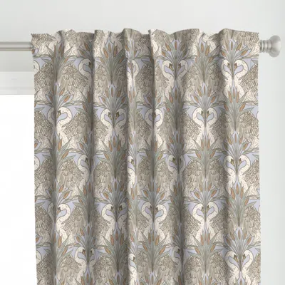 Spoonflower Art Nouveau Swans Cattail Curtain Panel