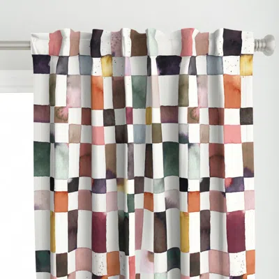 Spoonflower Artistic Plaid Watercolor Curtain Panel