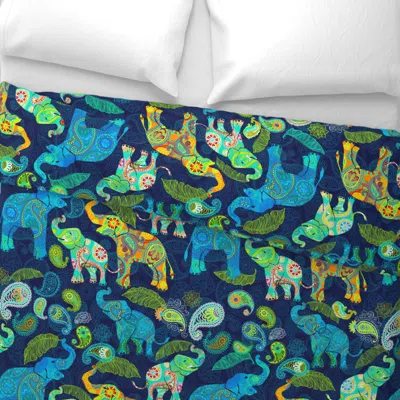 Spoonflower Asian Elephant Paisley Raindrops Wide Cotton Sateen 3.5 oz 26" X 20" Standard Knife Edge