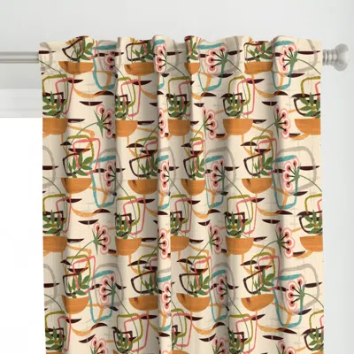 Spoonflower Atomic Retro Plants Mcm Curtain Panel