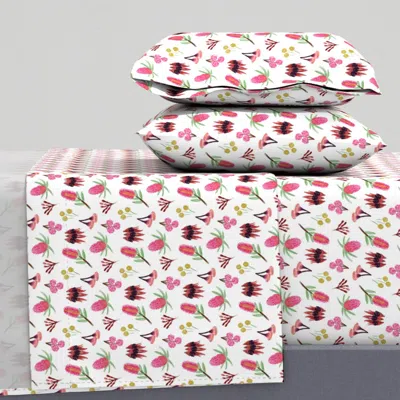 Spoonflower Australian Native Florals On White King Sheet Set