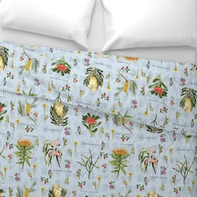 Spoonflower Australian Wildflowers Blue Wide Cotton Sateen 3.5 oz 26" X 20" Standard Knife Edge