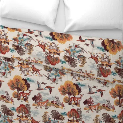 Spoonflower Autumn Hunt Club Dogs & Game Birds Classic Toile Wildlife Ecru (m) King Pillow Sham In Brown