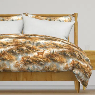 Spoonflower Autumn Mist Woodland Deer And Duvet Cover