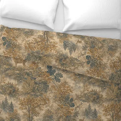 Spoonflower Autumn Mist Woodland Deer And Squirrels Toile King Pillow Sham