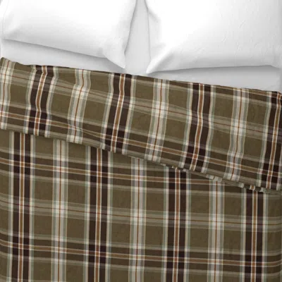 Spoonflower Autumn Multi-color Plaid Dark Brown Tan Rust Wide Cotton Sateen 3.5 oz 26" X 20" Standard Knife Edge