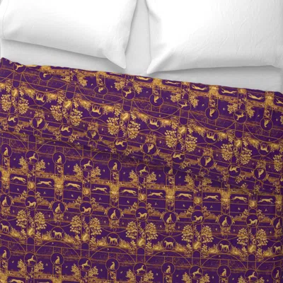 Spoonflower Autumn Purple Stained Glass Greyhounds - Large - Wide Cotton Sateen 3.5 oz 26" X 20" Standard Knife 