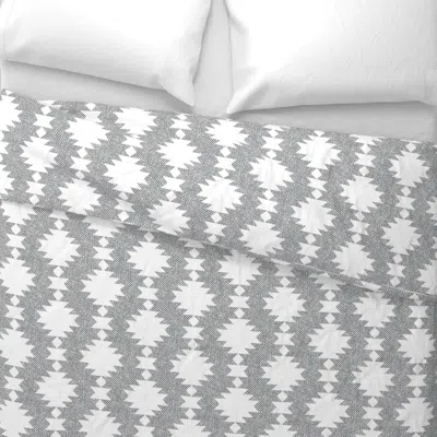 Spoonflower Aztec Kilim Burlap Texture Gray White Diamonds Wallpaper Wide Cotton Sateen 3.5 oz 26" X 20" Standar