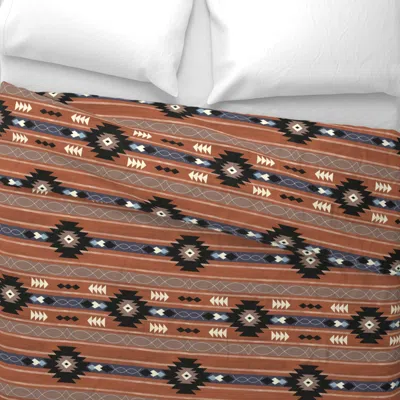Spoonflower Aztec Pattern In Rust Wide Cotton Sateen 3.5 oz 26" X 20" Standard Knife Edge