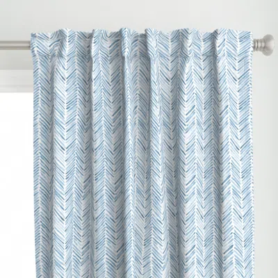 Spoonflower Baby Blue Herringbone Curtain Panel