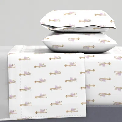 Spoonflower Ballerina Giraffe On White Queen Sheet Set