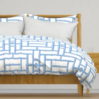 Spoonflower Bamboo Trellis - Cornflower Duvet Cover