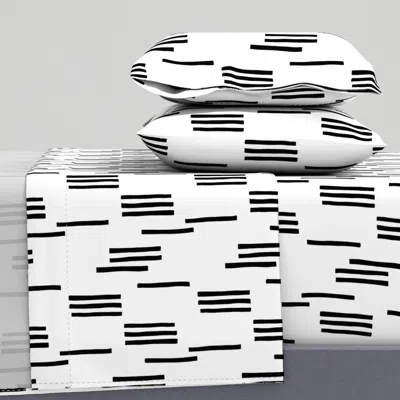 Spoonflower Basic Stripes And Strokes Monochrome Circus Theme Black And White Queen Sheet Set