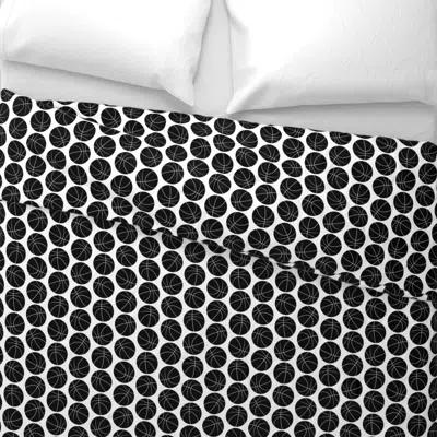 Spoonflower Basketballs B&w Wide Cotton Sateen 3.5 oz 26" X 20" Standard Knife Edge