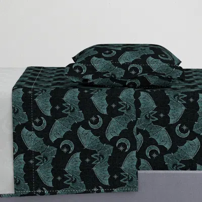 Spoonflower Bat Stitch Crazy - Blue Twin Xl Sheet Set
