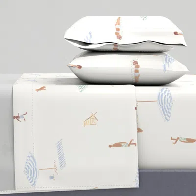 Spoonflower Beach People - Coastal Summer Vacation Nautical Seaside Holiday (l) Queen Sheet Set