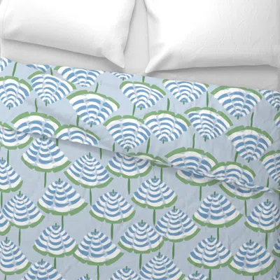 Spoonflower Beach Umbrellas - Green And Blue - Large Wide Cotton Sateen 3.5 oz 26" X 20" Standard Knife Edge