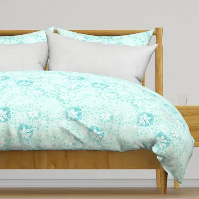 Spoonflower Beachy Boho Sand Dollar Duvet Cover In Green