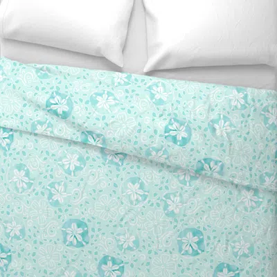 Spoonflower Beachy Boho Sand Dollar Watercolor-mint Green King Pillow Sham