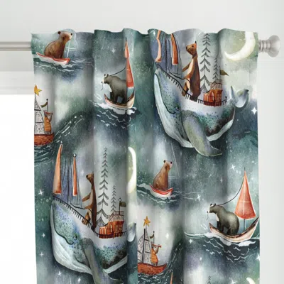 Spoonflower Bearly Sailing Whale Moon Curtain Panel