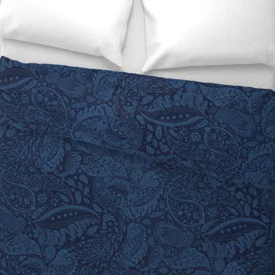 Spoonflower Beautiful Floral Ornate Paisley Regal Dark Blue - Large Scale King Pillow Sham