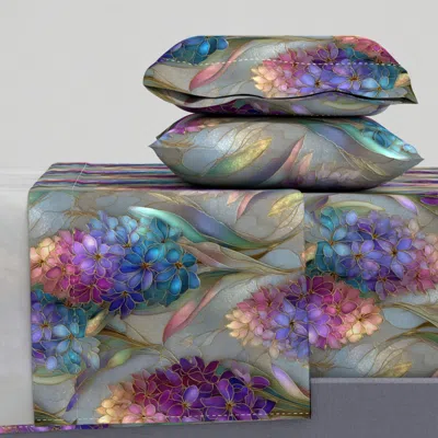 Spoonflower Beautiful Multicolored Purple Hyacinth Flower Bunches Cal King Sheet Set