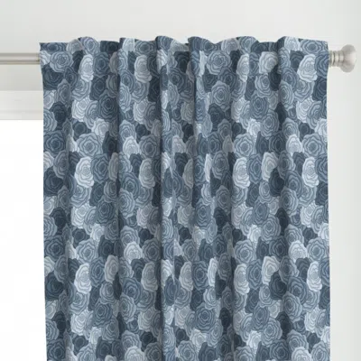 Spoonflower Bed Of Roses Indigo Curtain Panel