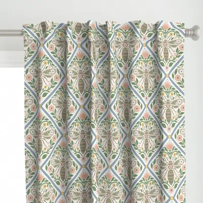 Spoonflower Bees And Blossoms Medium Curtain Panel