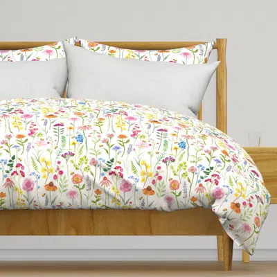 Spoonflower Bees And The Wild Flower Duvet Cover