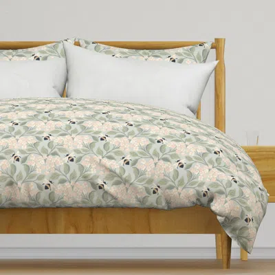 Spoonflower Bees Buzz Among Spring Duvet Cover