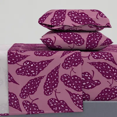 Spoonflower Begonia Maculata Leaves Large Scale Mulberry Leaves On Mauve Background King Sheet Set