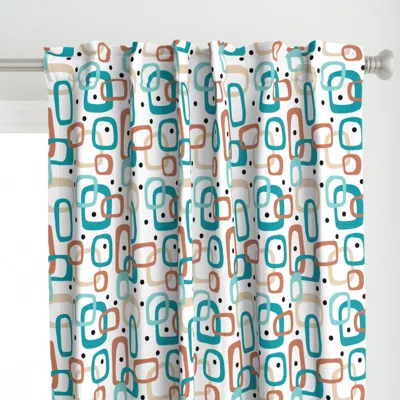 Spoonflower Beige Blue Mid Century Curtain Panel