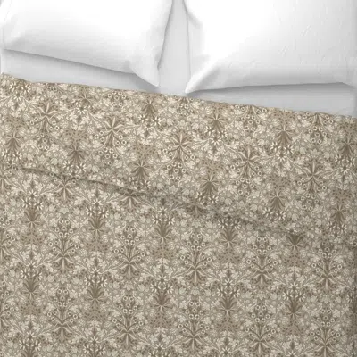 Spoonflower Beige Foiliage Wide Cotton Sateen 3.5 oz 26" X 20" Standard Knife Edge