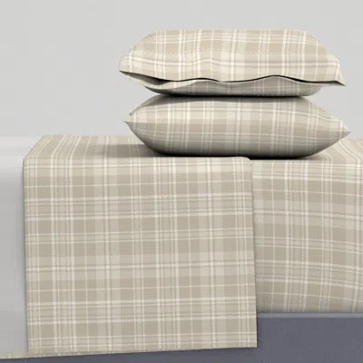 Spoonflower Beige Tartan Queen Sheet Set