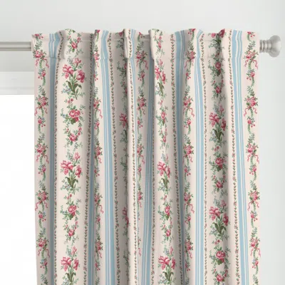 Spoonflower Belevedere Floral Stripe Curtain Panel
