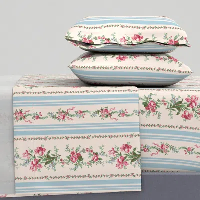 Spoonflower Belevedere Floral Stripe Mnemosyne On Seelie Queen Sheet Set