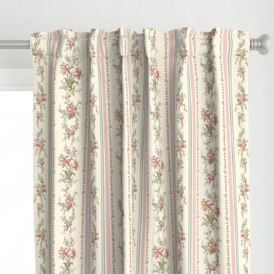 Spoonflower Belvedere Floral Stripe Curtain Panel
