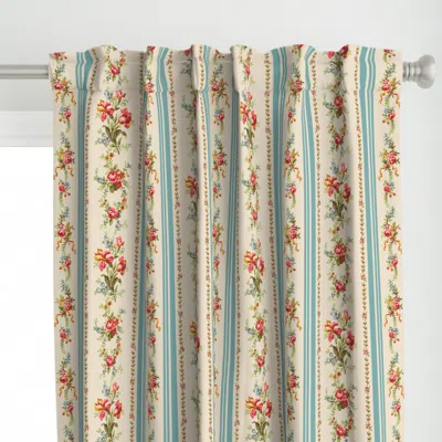 Spoonflower Belvedere Floral Stripe Curtain Panel