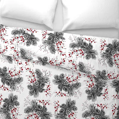 Spoonflower Berry Christmas Pinecones And Berries Wide Cotton Sateen 3.5 oz 26" X 20" Standard Knife Edge