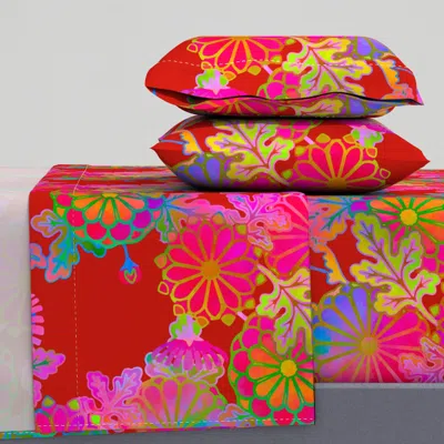 Spoonflower Big Bold Chintz Showoffs Lipstick Queen Sheet Set